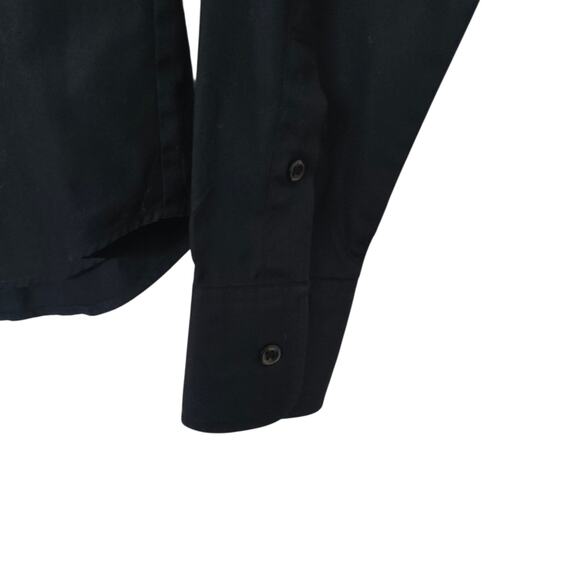 Ralph Lauren Black Label Black Cotton Logo Embroidered Button Front Shirt size 6 - Picture 3 of 9